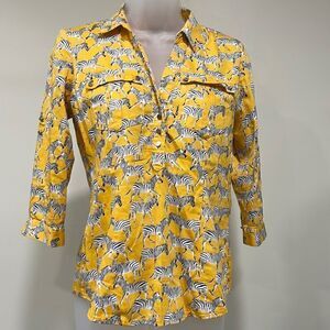 NWOT 7th Avenue zebra animal print button up blouse. Size XS 2 extra small